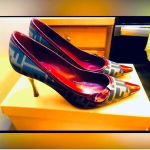 Authentic Fendi and Black Patterned Heels